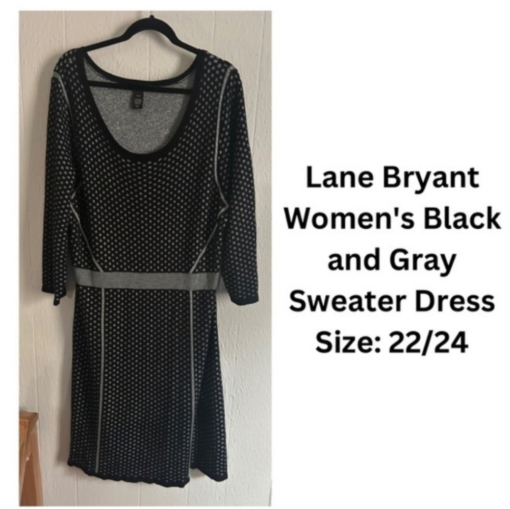 LANE BRYANT Polka Dot Sweater Dress Party Black and White Dress Size 22/24 LBD - Picture 5 of 6